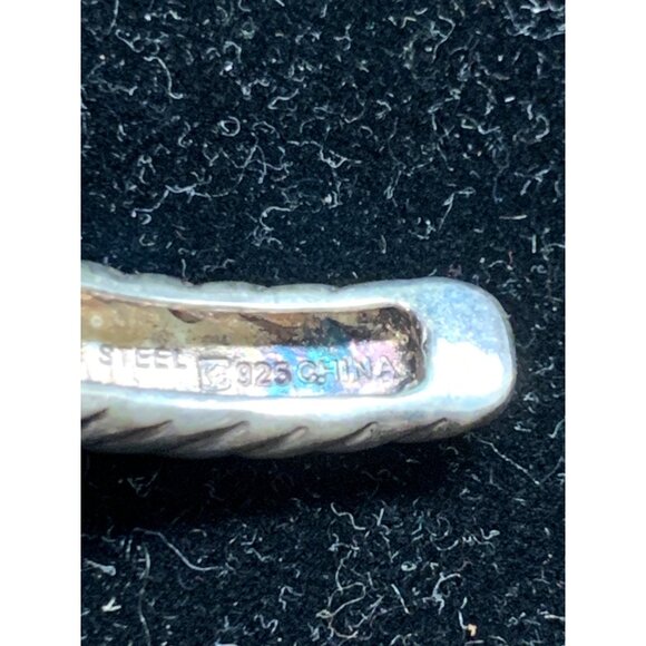 Sterling Silver 925 Cuff Bracelet Blue Rhinestones Twisted Rope Jewelry Women - Picture 5 of 8